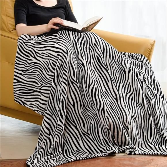 Oversized Flannel Fleece Velvet Blanket Throw Size(50x70 inch) - Zebra Pattern - Picture 2 of 6